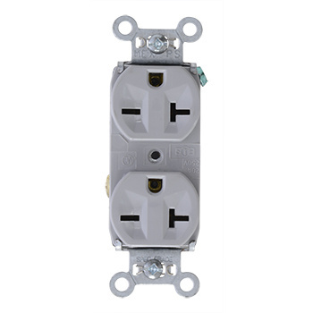 Mayer-DDS-20A 250V Heavy Duty Spec-Grade Duplex Receptacle, Back and Side Wire, Gray-1
