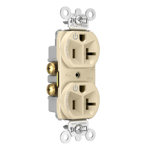 5362CD-I - 20A 125V Dual-Controlled Plug Load Duplex Receptacle, Ivory
