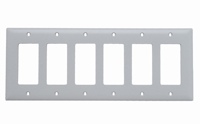 TP266-W - TradeMaster® 6-Gang Nylon Wall Plate, 6 Decorator Openings, White