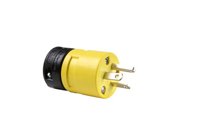 Product image for Pass & Seymour 1448 20 Amp 250 VAC 2-Pole 3-Wire NEMA 6-20P Yellow Rubber Dusttight Polarized Straight Blade Plug
