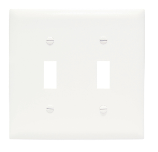 Product image for Pass & Seymour TPJ2-W 2Gang Wall Plate, Toggle Switch, Nylon, Jumbo - White