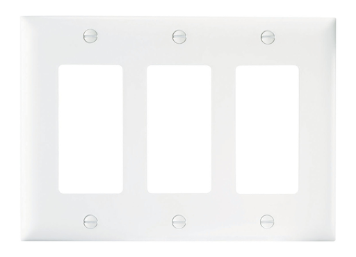 TradeMaster® 3-Gang Nylon Wall Plate, 3 Decorator Openings, White