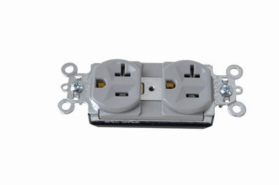Mayer-DDS-PlugTail® 20A 125V Spec-Grade Duplex Receptacle, Gray-1