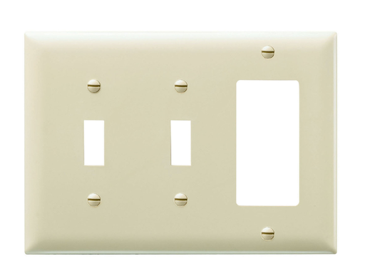 TP226-GRY - Combination Openings, 2 Toggle Switch and 1 Decorator, Three Gang, Gray