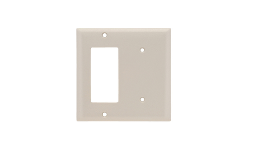 2-Gang Thermoset Wall Plate, 1 Blank, 1 Decorator, Light Almond