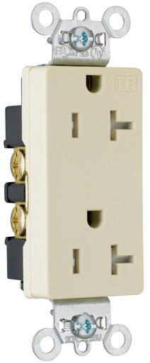 TR26362-I - 20A 125V Heavy Duty Spec-Grade Tamper-Resistant Decorator Duplex Receptacle, Back and Side Wire, Ivory
