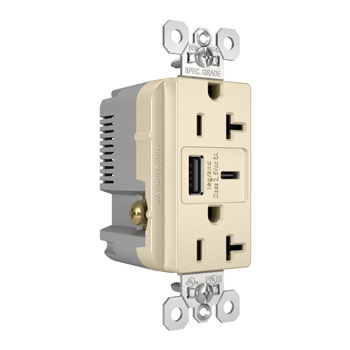 Mayer-DDS-15W Spec Grade USB Outlet, Type A/C, 20A, Tamper-Resistant, Light Almond-1