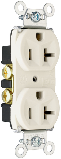 5362-W - 20A 125V Hard Use Spec-Grade Duplex Receptacle, Back and Side Wire, White