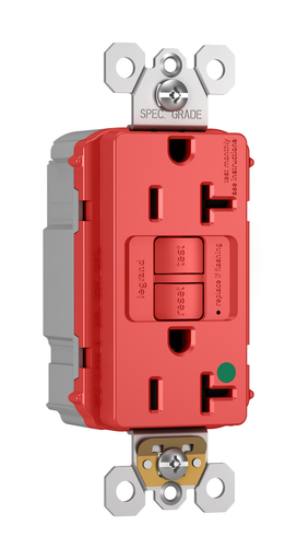 Mayer-DDS-PlugTail® Hospital Grade 20A Duplex Self-Test GFCI Receptacles with SafeLock® Protection, Red-1