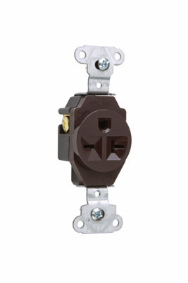 Mayer-DDS-20A 250V Heavy Duty Spec-Grade Single Receptacle, Side Wire, Brown-1
