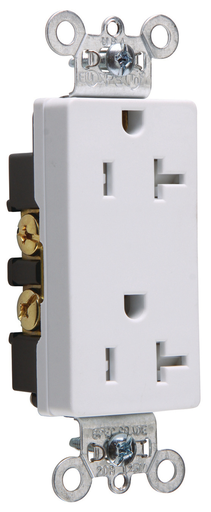 TR26342-W - 20A 125V Spec-Grade Tamper-Resistant Decorator Duplex Receptacle, Side Wire, White