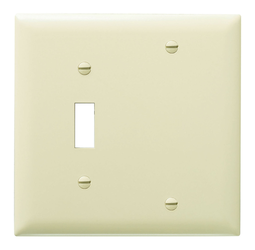 TP113-I - Combination Openings, 1 Toggle Switch and 1 Blank, Two Gang, Ivory