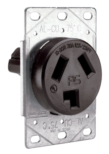Mayer-DDS-30A 125/250V 10-30R Straight Blade Single Flush Receptacle, 3-Pole, 3-Wire-1
