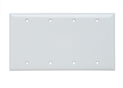 SP43-W - 4-Gang Thermoset Wall Plate, Blank, Box Mounted, White