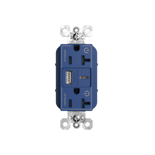 Mayer-DDS-20A 125V Plug Load Dual Controlled Tamper-Resistant Duplex Receptacle with USB A/C Fast Charging Ports, Blue-1