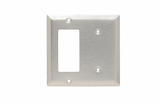 Mayer-DDS-2-Gang 302/304 Stainless Steel Wall Plate, 1 Blank and 1 Decorator-1