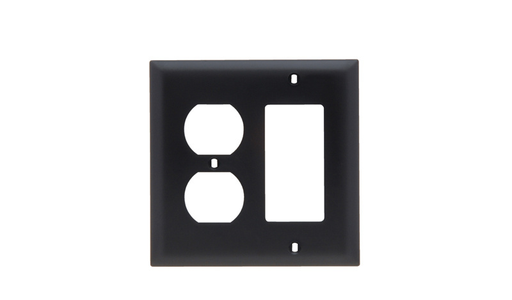 TP826BK - TradeMaster® 2-Gang Nylon Wall Plate, 1 Duplex Receptacle Opening, 1 Decorator Opening, Black