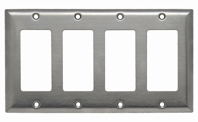Mayer-DDS-4-Gang 302/304 Stainless Steel Wall Plate, 4 Decorator Openings-1