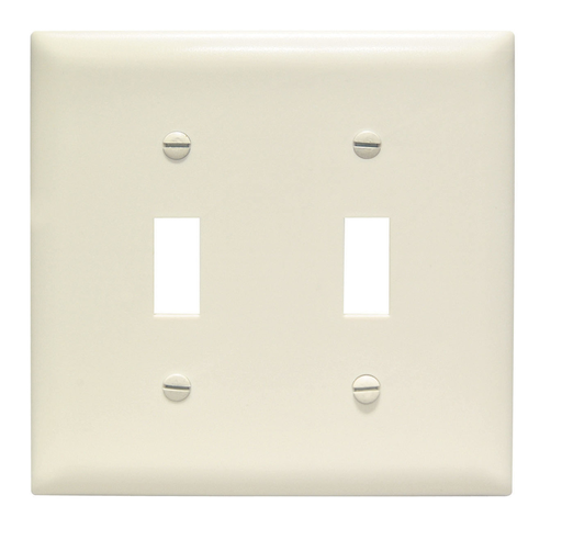 TradeMaster® 2-Gang Nylon Wall Plate, 2 Toggle Switch Openings, Light Almond