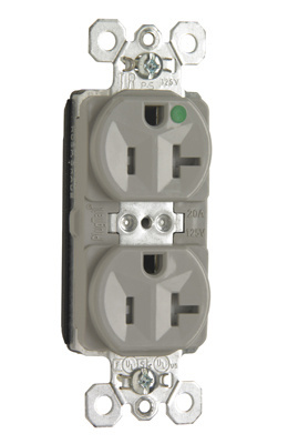 Mayer-DDS-PlugTail® 20A 125V Hospital-Grade Tamper-Resistant Duplex Receptacle, Back and Side Wire, Gray-1
