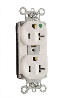 Mayer-DDS-PlugTail® 20A 125V Heavy Duty Hospital-Grade Compact Duplex Receptacle, White-1