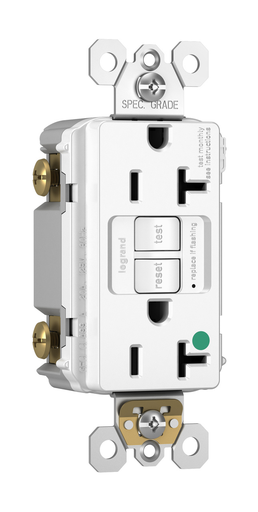Hospital Grade Tamper-Resistant 20A Duplex Self-Test GFCI Receptacles with SafeLock® Protection, White
