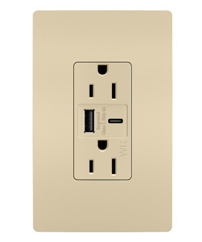 Mayer-DDS-radiant® 15W Weather-Resistant USB Outlet, Type A/C, 15A, Tamper-Resistant, Light Almond-1