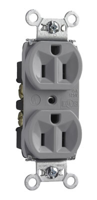 Mayer-DDS-15A 125V Hard Use Spec-Grade Duplex Receptacle, Back and Side Wire, Gray-1