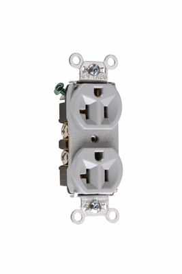 Mayer-DDS-20A 125V Hard Use Spec-Grade Duplex Receptacle, Back and Side Wire, Gray-1
