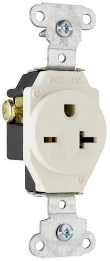 Mayer-DDS-20A 250V Heavy Duty Spec-Grade Single Receptacle, Side Wire, Light Almond-1