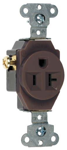 Mayer-DDS-20A 125V Heavy Duty Spec-Grade Single Receptacle, Side Wire, Brown-1