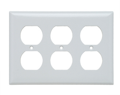 SP83W - 3-Gang Thermoset Wall Plate, Duplex Receptacle Openings, White