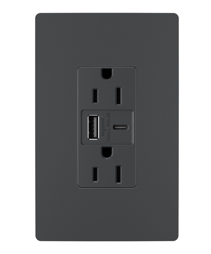 Mayer-DDS-radiant® 15W USB Outlet, Type A/C, 15A, Tamper-Resistant, Graphite-1