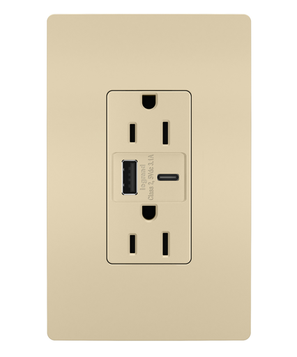 Mayer-DDS-radiant® 3.1A USB Outlet, Type A/C, 15A, Tamper-Resistant, Ivory-1