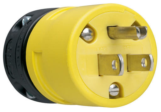15A, 125V Rubber Dust-Tight Plug, Yellow