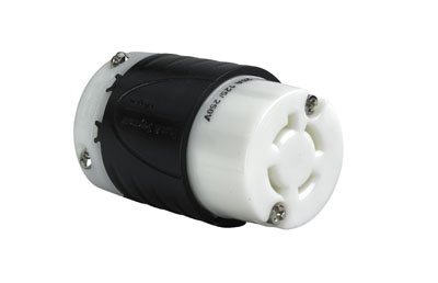 L1420-C - 20A NEMA Connector L1420 - Black Back, White Front Body