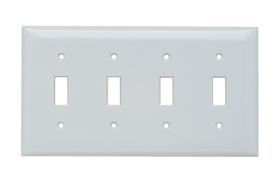 Mayer-DDS-4-Gang Thermoset Wall Plate, 4 Toggle Switch Openings, White-1