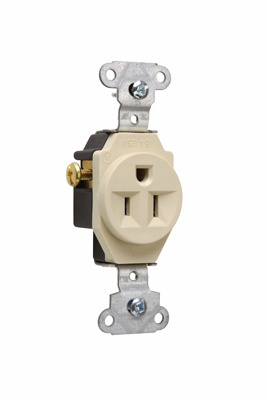 Mayer-DDS-15A 125V Heavy Duty Spec-Grade Single Receptacle, Side Wire, Ivory-1
