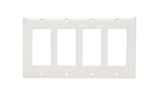 SP264-W - 4-Gang Thermoset Wall Plate, 4 Decorator Openings, White