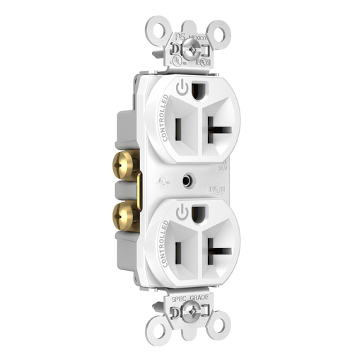 5362CD-W - 20A 125V Dual-Controlled Plug Load Duplex Receptacle, White