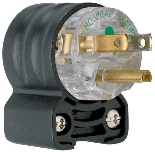 Mayer-DDS-15A, 125V Extra-Hard Use Hospital-Grade Angled Plug, Black and Clear-1