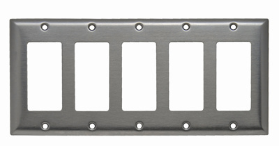 Mayer-DDS-5-Gang 302/304 Stainless Steel Wall Plate, 5 Decorator Openings-1