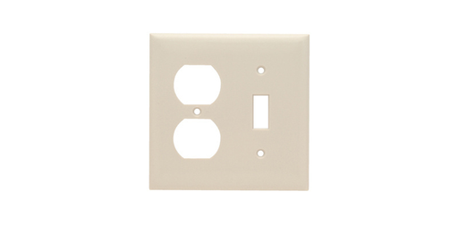 Mayer-DDS-2-Gang Thermoset Wall Plate, 4 Toggle Switch Opening, 1 Duplex Receptacle, Light Almond-1
