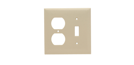 Mayer-DDS-2-Gang Thermoset Wall Plate, 3 Toggle Switch Opening, 1 Duplex Receptacle, Ivory-1