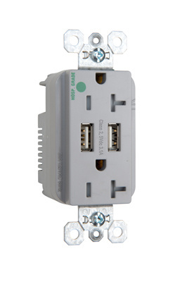 Mayer-DDS-3.1A Hospital Grade USB Outlet, Type A, 20A, Tamper-Resistant, Gray-1