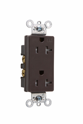 Picture of TR26362 - 20A 125V Heavy Duty Spec-Grade Tamper-Resistant Decorator Duplex Receptacle, Back and Side Wire, Brown
