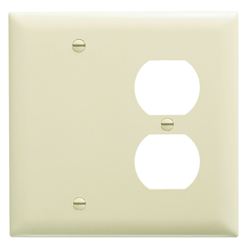 TradeMaster® 2-Gang Nylon Wall Plate, 1 Duplex Receptacle Opening, 1 Blank, Brown