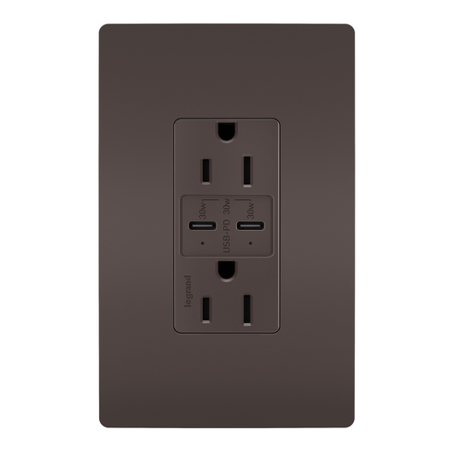 Mayer-DDS-radiant® 30W USB Outlet, Type C, 15A, Tamper-Resistant, Brown-1