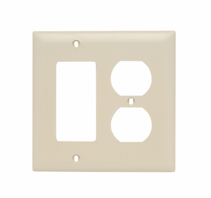 Picture of TP826I - TradeMaster® 2-Gang Nylon Wall Plate, 1 Duplex Receptacle Opening, 1 Decorator Opening, Ivory