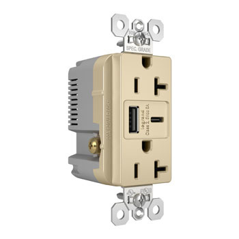 Mayer-DDS-15W Spec Grade USB Outlet, Type A/C, 20A, Tamper-Resistant, Ivory-1